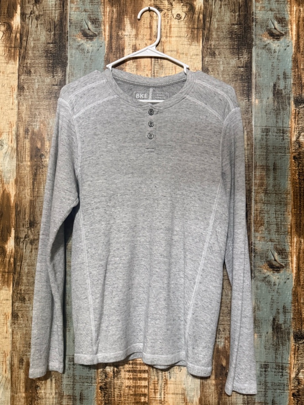 BKE Men's Light Gray Long-Sleeve Henley